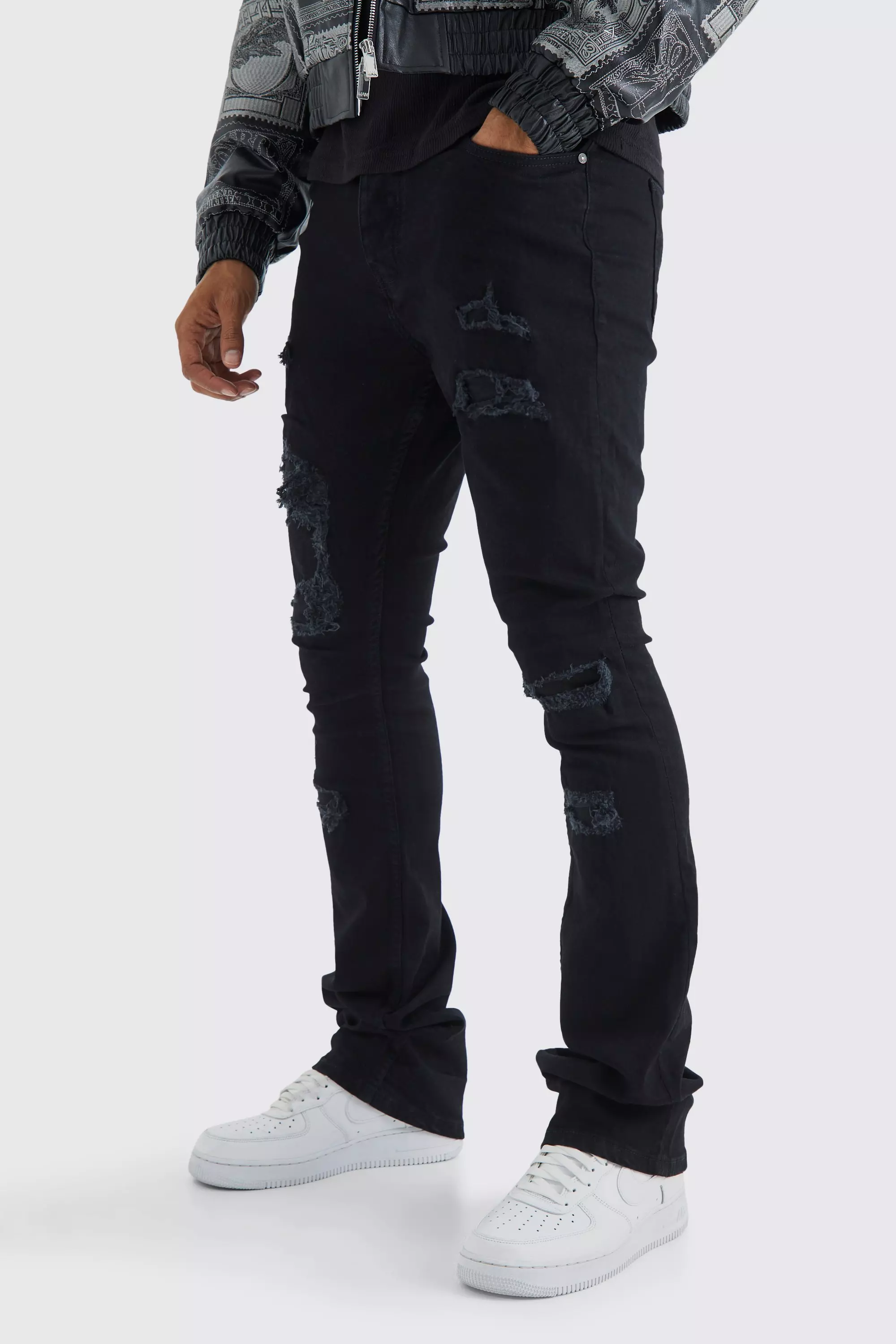 Blacked ripped shop jeans mens